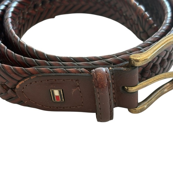 Tommy Hilfiger Mens Brown Woven Braided Leather Belt Size 40 - Picture 5 of 7